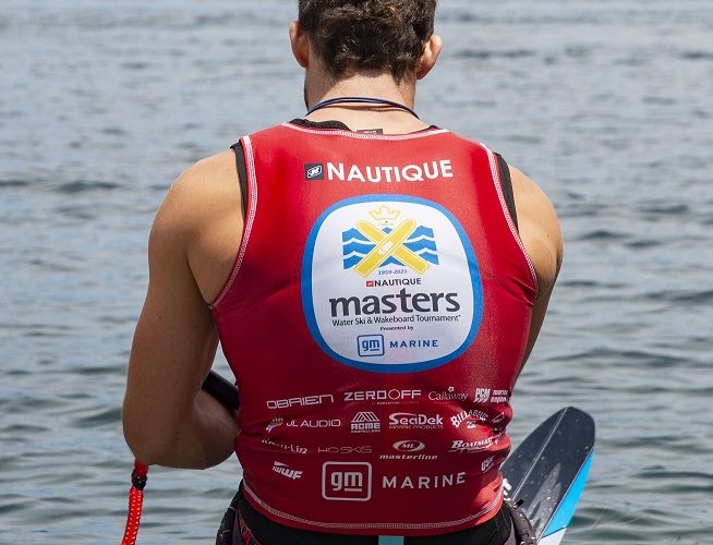 Controversial slalom skier Frederick Winter on the start dock at the Masters