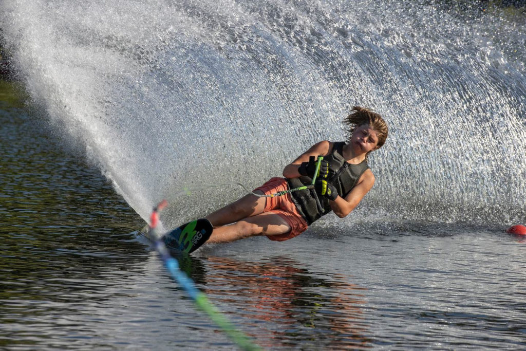 Aaron Bartlett, 13, practices his moves on the slalom course