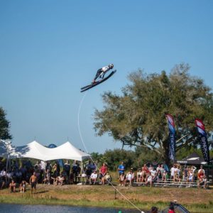 Dorien Llewellyn jumping at the 2021 IWWF World Championships