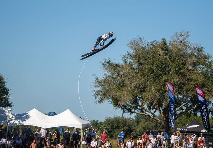 Dorien Llewellyn jumping at the 2021 IWWF World Championships