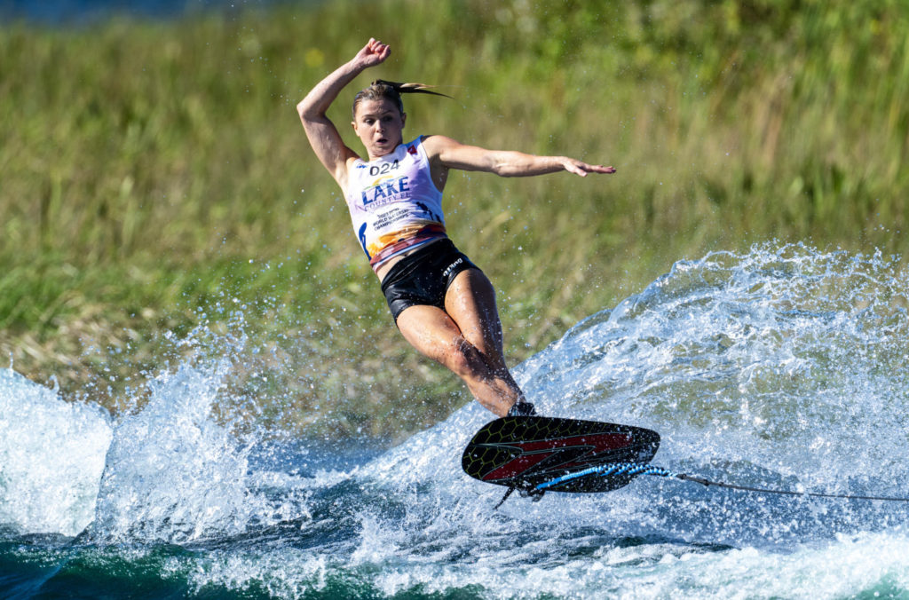 Erika Lang tricking at the IWWF World Championships October 2023