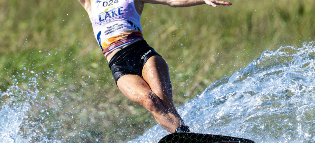 Erika Lang tricking at the IWWF World Championships October 2023