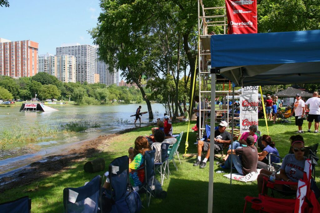 Water skiing at the Malibu Open in Veterans Park, Milwaukee