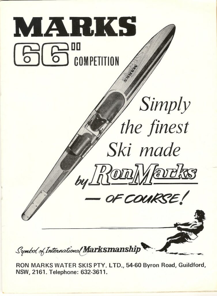 1966 Ron Marks Advertisement. Vintage Water Ski