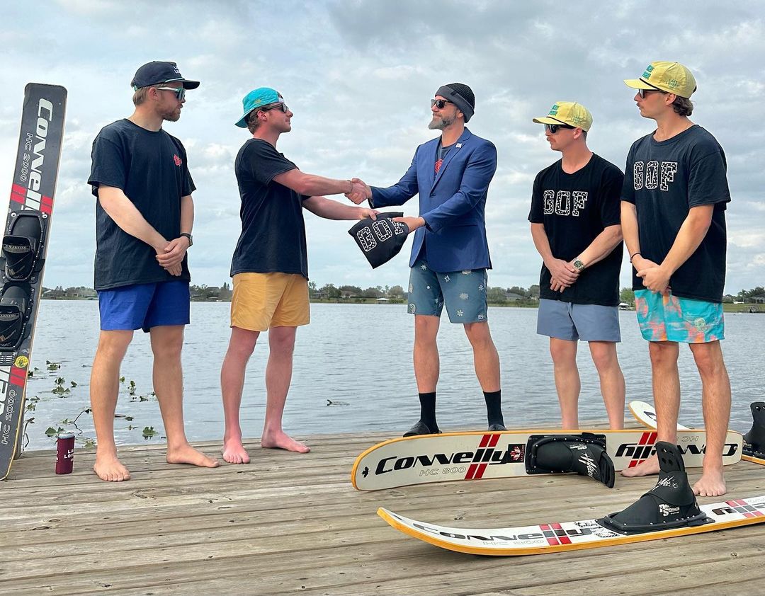 The new USA Water Ski executive director poses for a photo in board shorts and a blazer