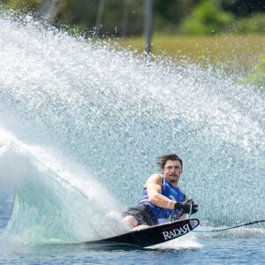 Joel Poland slaloms at the 2024 WWS Travers Cup