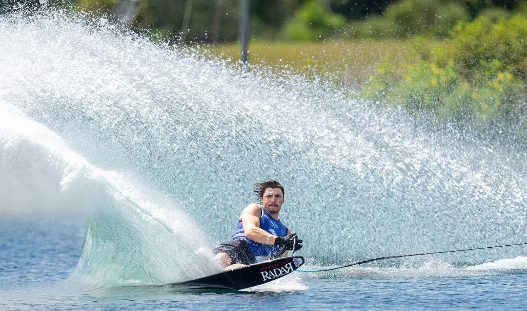 Joel Poland slaloms at the 2024 WWS Travers Cup