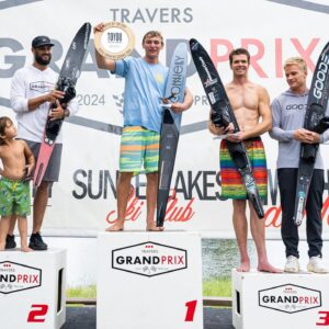 Men's slalom podium at the 2024 Travers Grand Prix