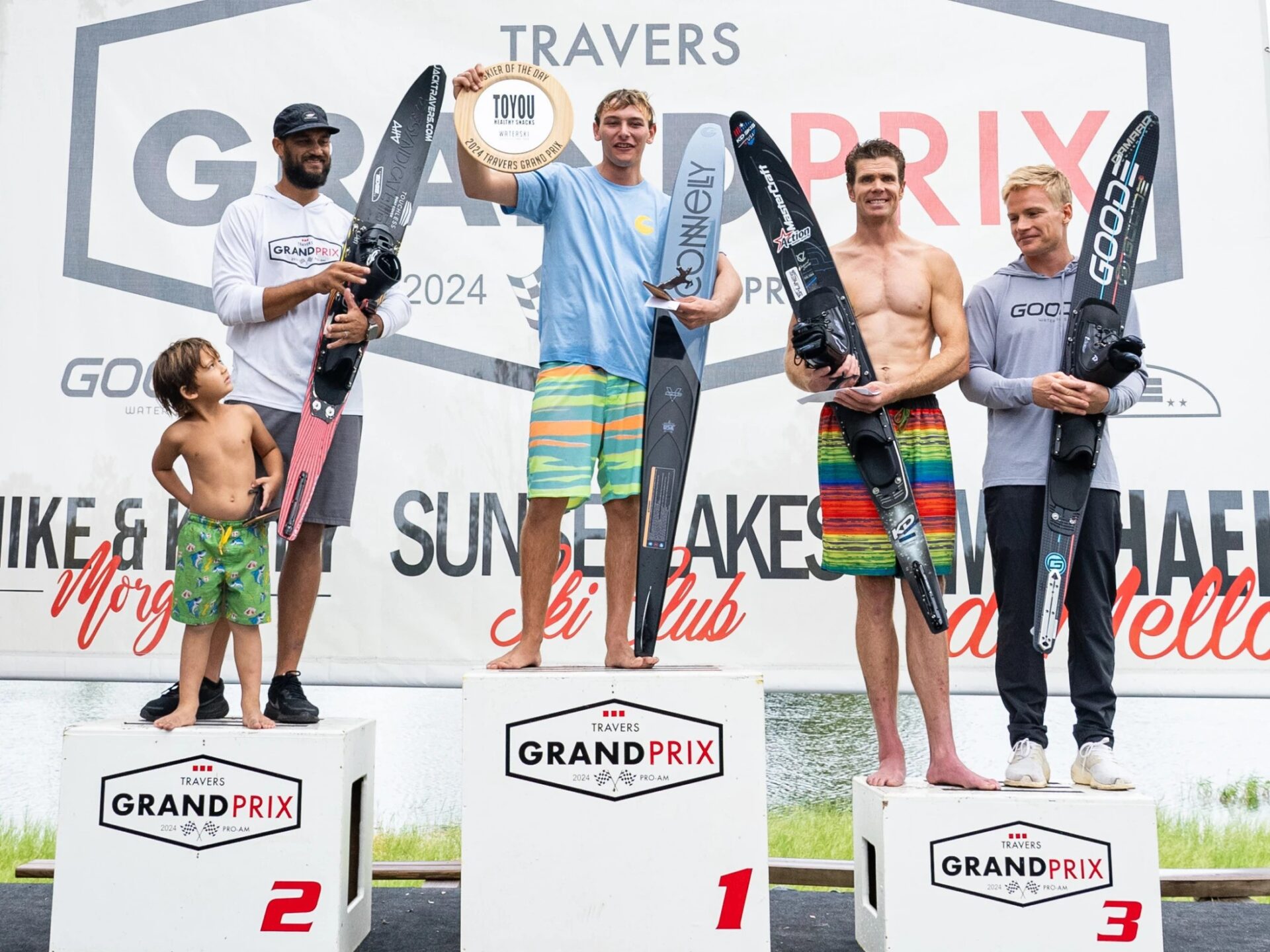 Men's slalom podium at the 2024 Travers Grand Prix